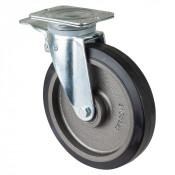 Roulette Pivotante à frein Charge Lourde Caoutchouc élastique noir - Ø250mm - 500kg