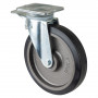 Roulette Pivotante à frein Charge Lourde Caoutchouc élastique noir - Ø250mm - 500kg