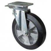 Roulette Pivotante à frein Charge Lourde Caoutchouc élastique noir - Ø250mm - 550kg