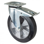 Roulette Pivotante à frein Charge Lourde Caoutchouc élastique noir - Ø250mm - 550kg