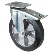 Roulette Pivotante à frein Charge Lourde Caoutchouc élastique noir - Ø250mm - 550kg