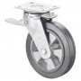 Roulette Pivotante à frein Charge Lourde Caoutchouc élastique noir - Ø250mm - 550kg