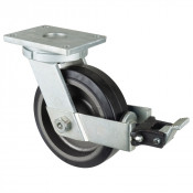 Roulette Pivotante à frein Charge Lourde Caoutchouc élastique noir - Ø250mm - 750kg