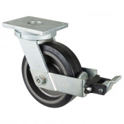 Roulette Pivotante à frein Charge Lourde Caoutchouc élastique noir - Ø250mm - 750kg