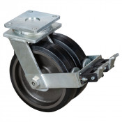 Roulette Pivotante à frein Charge Lourde Caoutchouc élastique noir - Ø300mm - 1700kg