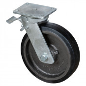 Roulette Pivotante à frein Charge Lourde Caoutchouc élastique noir - Ø300mm - 850kg
