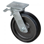 Roulette Pivotante à frein Charge Lourde Caoutchouc élastique noir - Ø300mm - 850kg