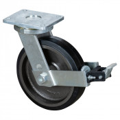 Roulette Pivotante à frein Charge Lourde Caoutchouc élastique noir - Ø300mm - 850kg