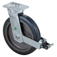 Roulette Pivotante à frein Charge Lourde Caoutchouc élastique noir - Ø400mm - 1200kg Roulette Pivotante à frein Charge Lourde Caoutchouc élastique noir - Ø400mm - 1200kg