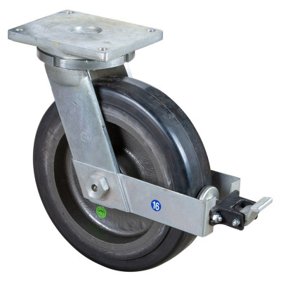 Roulette Pivotante à frein Charge Lourde Caoutchouc élastique noir - Ø400mm - 1500kg