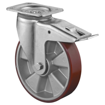 Roulette Pivotante à frein Charge Lourde Polyuréthane - Ø125mm - 450kg