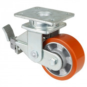 Roulette Pivotante à frein Charge Lourde Polyuréthane - Ø125mm - 450kg