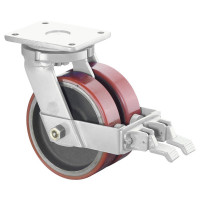 Roulette Pivotante à frein Charge Lourde Polyuréthane - Ø200mm - 2000kg Roulette Pivotante à frein Charge Lourde Polyuréthane - Ø200mm - 2000kg
