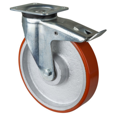 Roulette Pivotante à frein Charge Lourde Polyuréthane - Ø250mm - 1200kg
