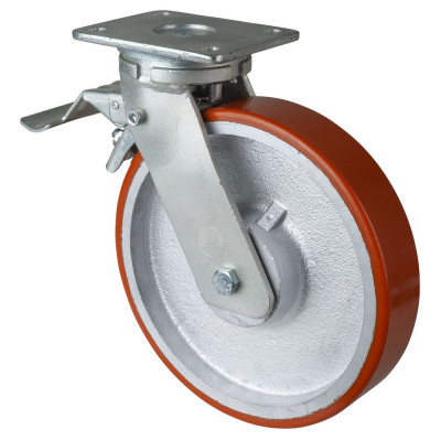 Roulette Pivotante à frein Charge Lourde Polyuréthane - Ø250mm - 1200kg