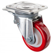 Roulette Pivotante à frein Charge Lourde Polyuréthane rouge - Ø125mm - 400kg