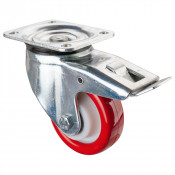 Roulette Pivotante à frein Charge Lourde Polyuréthane rouge - Ø125mm - 400kg