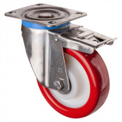 Roulette Pivotante à frein Charge Lourde Polyuréthane rouge - Ø160mm - 600kg