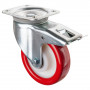 Roulette Pivotante à frein Charge Lourde Polyuréthane rouge - Ø160mm - 600kg