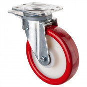 Roulette Pivotante à frein Charge Lourde Polyuréthane rouge - Ø200mm - 600kg