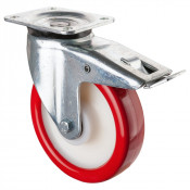 Roulette Pivotante à frein Charge Lourde Polyuréthane rouge - Ø200mm - 750kg