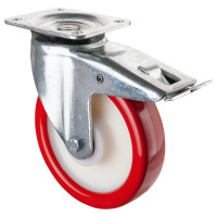 Roulette Pivotante à frein Charge Lourde Polyuréthane rouge - Ø200mm - 750kg Roulette Pivotante à frein Charge Lourde Polyuréthane rouge - Ø200mm - 750kg