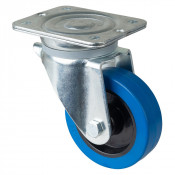 Roulette Pivotante Charge Lourde Caoutchouc élastique bleu - Ø125mm - 200*kg
