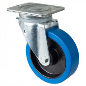 Roulette Pivotante Charge Lourde Caoutchouc élastique bleu - Ø160mm - 350kg