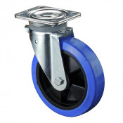 Roulette Pivotante Charge Lourde Caoutchouc élastique bleu - Ø200mm - 400kg