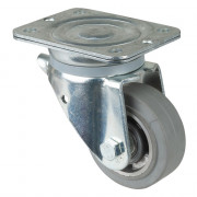 Roulette Pivotante Charge Lourde Caoutchouc élastique gris - Ø100mm - 150kg