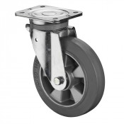 Roulette Pivotante Charge Lourde Caoutchouc élastique gris - Ø200mm - 450kg