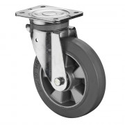 Roulette Pivotante Charge Lourde Caoutchouc élastique gris - Ø200mm - 450kg