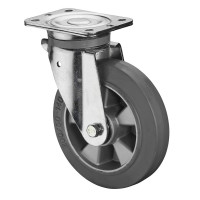 Roulette Pivotante Charge Lourde Caoutchouc élastique gris - Ø200mm - 450kg Roulette Pivotante Charge Lourde Caoutchouc élastique gris - Ø200mm - 450kg