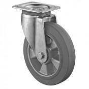 Roulette Pivotante Charge Lourde Caoutchouc élastique gris - Ø200mm - 450kg