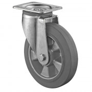 Roulette Pivotante Charge Lourde Caoutchouc élastique gris - Ø200mm - 450kg