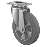 Roulette Pivotante Charge Lourde Caoutchouc élastique gris - Ø200mm - 450kg