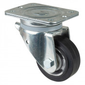 Roulette Pivotante Charge Lourde Caoutchouc élastique noir - Ø100mm - 150kg