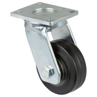 Roulette Pivotante Charge Lourde Caoutchouc élastique noir - Ø100mm - 150kg Roulette Pivotante Charge Lourde Caoutchouc élastique noir - Ø100mm - 150kg