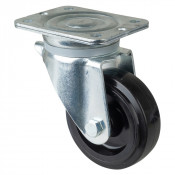 Roulette Pivotante Charge Lourde Caoutchouc élastique noir - Ø125mm - 200kg
