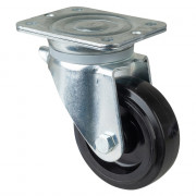 Roulette Pivotante Charge Lourde Caoutchouc élastique noir - Ø125mm - 200kg