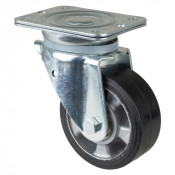 Roulette Pivotante Charge Lourde Caoutchouc élastique noir - Ø125mm - 220kg