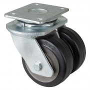 Roulette Pivotante Charge Lourde Caoutchouc élastique noir - Ø125mm - 550kg