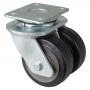 Roulette Pivotante Charge Lourde Caoutchouc élastique noir - Ø125mm - 550kg