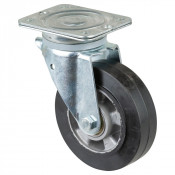Roulette Pivotante Charge Lourde Caoutchouc élastique noir - Ø160mm - 350kg