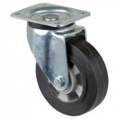 Roulette Pivotante Charge Lourde Caoutchouc élastique noir - Ø160mm - 350kg