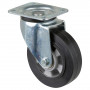 Roulette Pivotante Charge Lourde Caoutchouc élastique noir - Ø160mm - 350kg