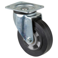 Roulette Pivotante Charge Lourde Caoutchouc élastique noir - Ø160mm - 350kg