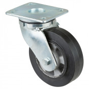 Roulette Pivotante Charge Lourde Caoutchouc élastique noir - Ø160mm - 350kg