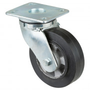Roulette Pivotante Charge Lourde Caoutchouc élastique noir - Ø160mm - 350kg