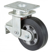 Roulette Pivotante Charge Lourde Caoutchouc élastique noir - Ø160mm - 350kg